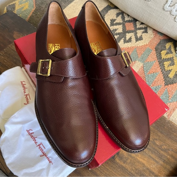 Salvatore Ferragamo “ZORO” Brown Leather Monk Strap 11D - Picture 1 of 17